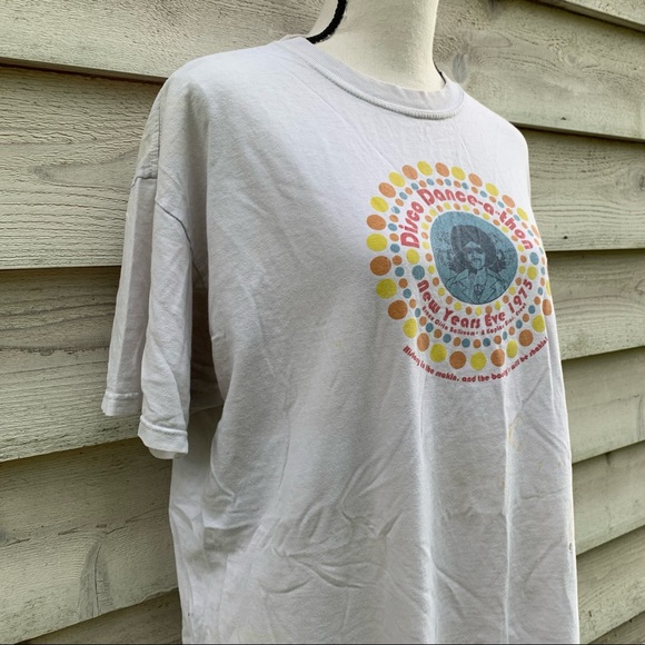 True Vintage 70s Thrashed Disco Dance-A-Thon Short Sleeve Crewneck Graphic Tee - Picture 4 of 16